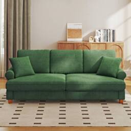 Dprodo 220CM Chenille Sofa Sleeper Deep Seat Couch in Green - thumbnail 8