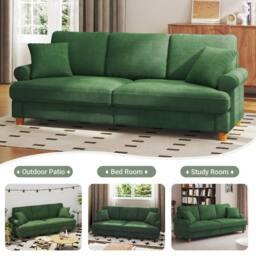 Dprodo 220CM Chenille Sofa Sleeper Deep Seat Couch in Green - thumbnail 2