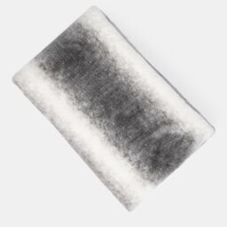 OHS Stripe Throw Over Blanket Faux Fur Soft Fleece in Light Grey - Size: 125 cm x 150 cm - thumbnail 5