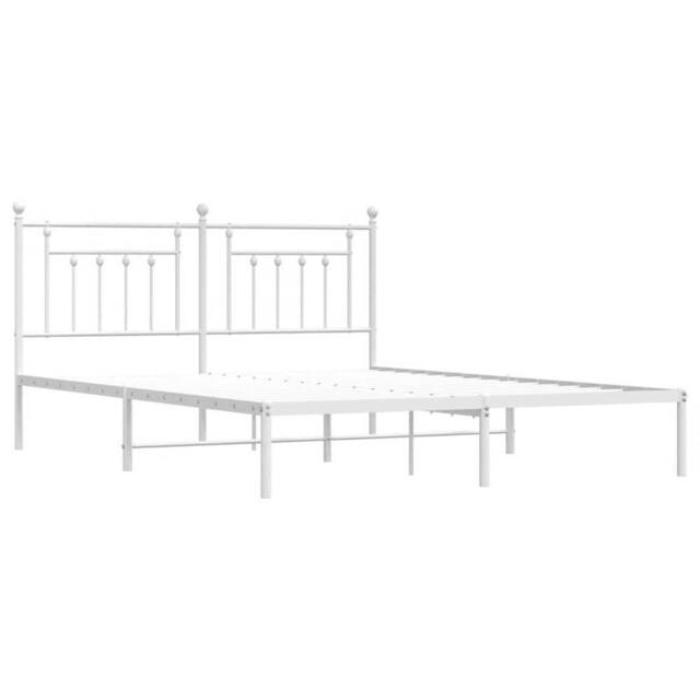 Berkfield Home Metal Bed Frame with Headboard White 183x213 cm - image 1