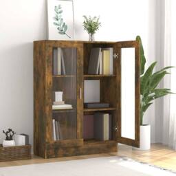 Berkfield Home Vitrine Cabinet Smoked Oak 82.5x30.5x115 cm Engineered Wood in Brown - thumbnail 1