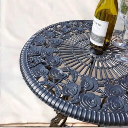 Rafaelo Mobilia Set of 3 Cast Iron Bistro Table & Chair in Grey - thumbnail 4