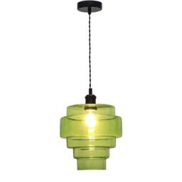 First Choice Lighting Set of 2 Benson - 5 Tier Green & Black Ceiling Pendant Lights - thumbnail 3