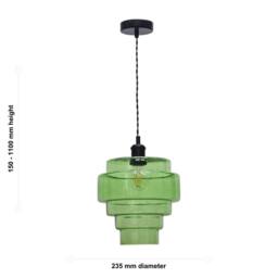 First Choice Lighting Set of 2 Benson - 5 Tier Green & Black Ceiling Pendant Lights - thumbnail 6