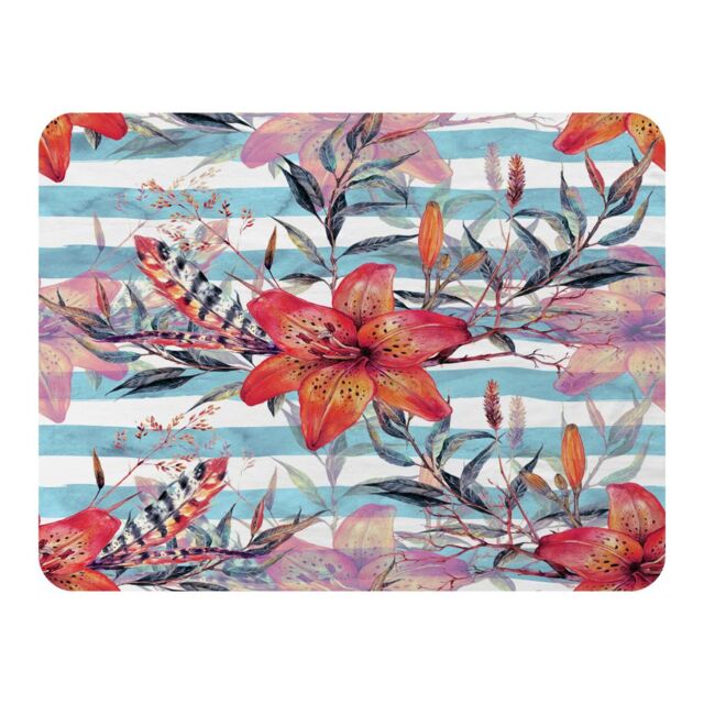 Benjamin Tate Design Bouquet Of Watercolor Tiger Lilies Blanket in Natural - Size: 120 cm x 150 cm - image 1