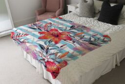 Benjamin Tate Design Bouquet Of Watercolor Tiger Lilies Blanket in Natural - Size: 120 cm x 150 cm - thumbnail 3