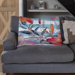 Benjamin Tate Design Bouquet Of Watercolor Tiger Lilies Blanket in Natural - Size: 120 cm x 150 cm - thumbnail 2