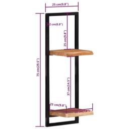 Berkfield Home Wall Shelves 2 pcs 25x25x75 cm Solid Wood Acacia & Steel in Brown - Size: 25 x 25 x 75 cm - thumbnail 8