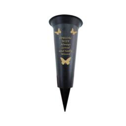 David Fischhoff Memorial Grave Plastic Spike Vase - Wife in Black - thumbnail 1