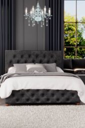 Laurence Llewelyn-Bowen Luna Ottoman Storage Bed in Mirazzi Velvet Fabric, Custom Made in Black - Size: Single - thumbnail 2