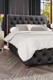 Laurence Llewelyn-Bowen Luna Ottoman Storage Bed in Mirazzi Velvet Fabric, Custom Made in Black - Size: Single - thumbnail 3