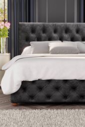 Laurence Llewelyn-Bowen Luna Ottoman Storage Bed in Mirazzi Velvet Fabric, Custom Made in Black - Size: Single - thumbnail 4