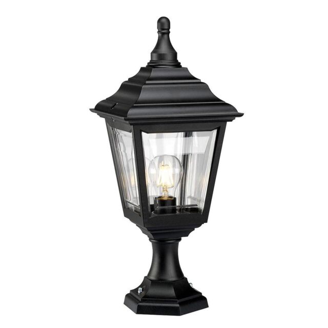 Netlighting Kerry 1 Light Outdoor Coastal Pedestal Light Black IP44 E27