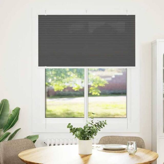Berkfield Home Pleated Blind Black 105x100 cm Fabric Width 104.4 cm Polyester - image 1