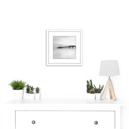 Artery8 Warby Eastbourne Pier Sussex Sea Photo 8X8 Inch Square Wooden Framed Wall Art Print Picture with Mount in White - thumbnail 2