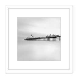 Artery8 Warby Eastbourne Pier Sussex Sea Photo 8X8 Inch Square Wooden Framed Wall Art Print Picture with Mount in White - thumbnail 1