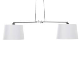 Wyld and Coco Two Light White Fabric Pendant Chrome Interior and Adjustable Metal - thumbnail 4