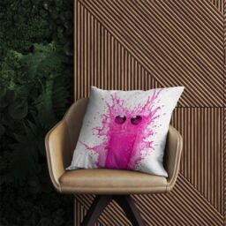 Warren Reed - Designer Pink Splashart Glass With Glasses Outdoor Cushion - Size: 60 cm x 60 cm - thumbnail 2