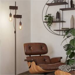Loops Stylish Design Antique Brown & Black Floor Lamp for Indoor Use - thumbnail 3