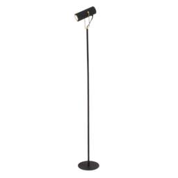 Happy Homewares Modern Spot Floor Lamp in Matte Black & Gold with Adjustable Head - thumbnail 1