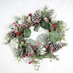 Shatchi 60cm Frosty Green Christmas Wreath