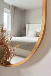 Downton Interiors Gold Modern Tall Metal Frame Oval Wall Mirror - 120cm - Size: 120 cm - thumbnail 4