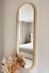 Downton Interiors Gold Modern Tall Metal Frame Oval Wall Mirror - 120cm - Size: 120 cm - thumbnail 1