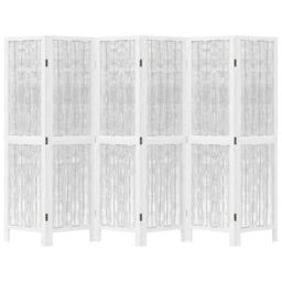 Berkfield Home Room Divider 6 Panels White Solid Wood Paulownia - thumbnail 4