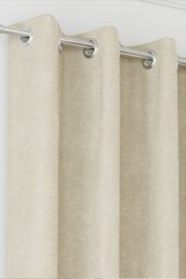 Enhanced Living 'Knightsbridge' Cream 100% Blackout, Thermal, Chenille Pair of Eyelet Curtains - Size: 117 cm width x 183 cm drop - thumbnail 2