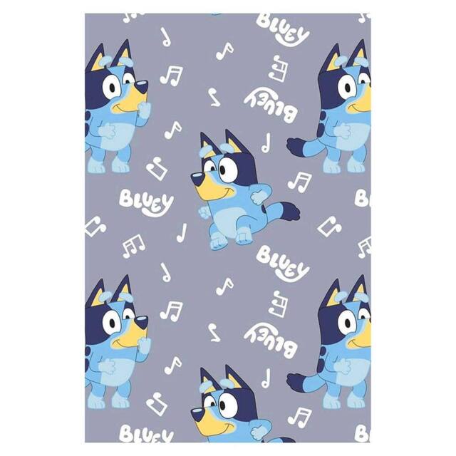 Bluey Fleece Music Notes Supersoft Blanket in Light Grey - image 1