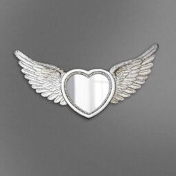 Marco Paul Heart with Angel Wing Decorative Mirror Bathroom Mirror Decor in Silver - thumbnail 2