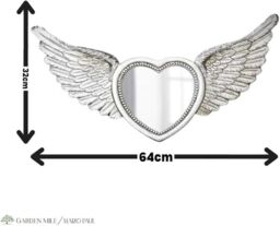 Marco Paul Heart with Angel Wing Decorative Mirror Bathroom Mirror Decor in Silver - thumbnail 3