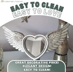 Marco Paul Heart with Angel Wing Decorative Mirror Bathroom Mirror Decor in Silver - thumbnail 6