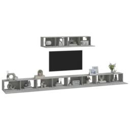 Berkfield Home Classic 4 Piece TV Cabinet Set Concrete Grey Engineered Wood - thumbnail 7