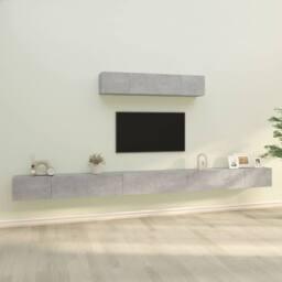 Berkfield Home Classic 4 Piece TV Cabinet Set Concrete Grey Engineered Wood - thumbnail 2