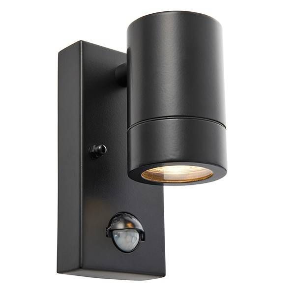 Netlighting Palin 1 Light Outdoor PIR Wall Light Matt Black Glass IP44 GU10 - image 1