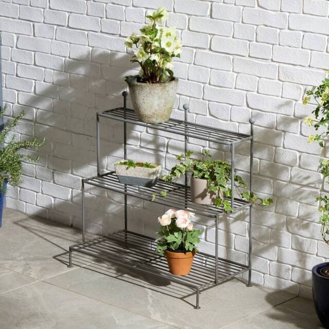 Rowlinsons Lily Plant Stand - Steel - L36 x W77 x H72 cm - Powder-Coated in Grey - image 1