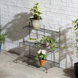 Rowlinsons Lily Plant Stand - Steel - L36 x W77 x H72 cm - Powder-Coated in Grey - thumbnail 1