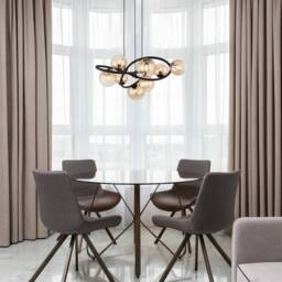 Netlighting Tuberius Globe Pendant Matt Black Amber Glass Shade 8x G9 3000K - thumbnail 5