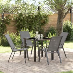 Berkfield Home 5 Piece Garden Dining Set - Grey Textilene & Steel