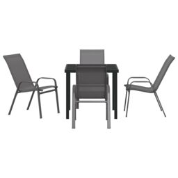 Berkfield Home 5 Piece Garden Dining Set - Grey Textilene & Steel - thumbnail 7