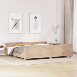 Berkfield Home Bed Frame without Mattress 180x200 cm Super King Solid Wood Pine in Brown - thumbnail 1