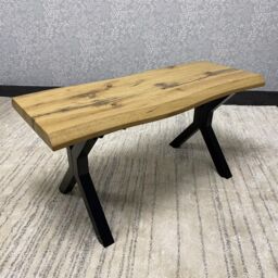 KOSY KOALA Wooden Dining Table X-Shaped Legs with 4 Grey Leather Chairs & Bench - Dining Kitchen Room Furniture in Brown - thumbnail 3