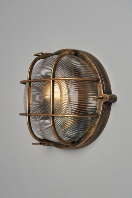 BHS Lighting Mika Caged Round Outdoor Wall Light in Gold - image 1