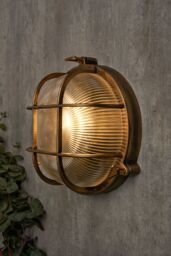 BHS Lighting Mika Caged Round Outdoor Wall Light in Gold - thumbnail 4