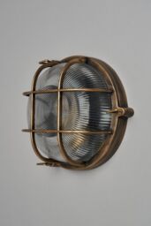BHS Lighting Mika Caged Round Outdoor Wall Light in Gold - thumbnail 2