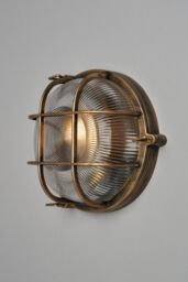 BHS Lighting Mika Caged Round Outdoor Wall Light in Gold - thumbnail 1
