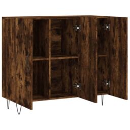 Berkfield Home Sideboard Smoked Oak 90x34x80 cm Engineered Wood in Brown - Size: 90 x 34 x 80 cm - thumbnail 5