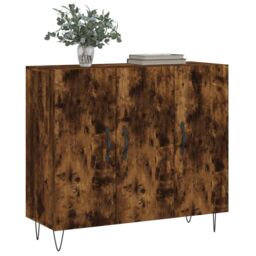 Berkfield Home Sideboard Smoked Oak 90x34x80 cm Engineered Wood in Brown - Size: 90 x 34 x 80 cm - thumbnail 3