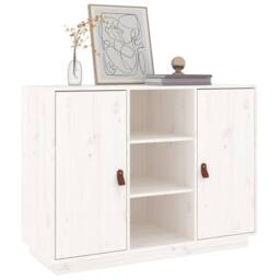 Berkfield Home Sideboard White 100x40x75 cm Solid Wood Pine - Size: 100 x 40 x 75 cm - thumbnail 7